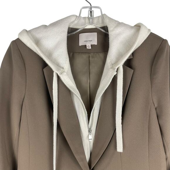 Cinq a Sept Khloe Knitted Sweater Blazer Jacket Hooded Brown Size 4 - Picture 4 of 13
